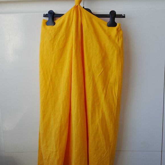 FARM RIO !  LINEN Cut Out Puff-Sleeve Maxi DRESS SZ M - Picture 8 of 15